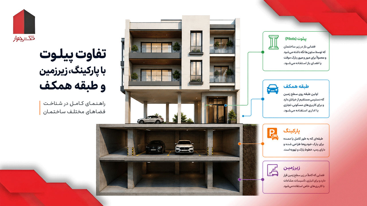 تفاوت پیلوت با پارکینگ و زیرزمین و همکف